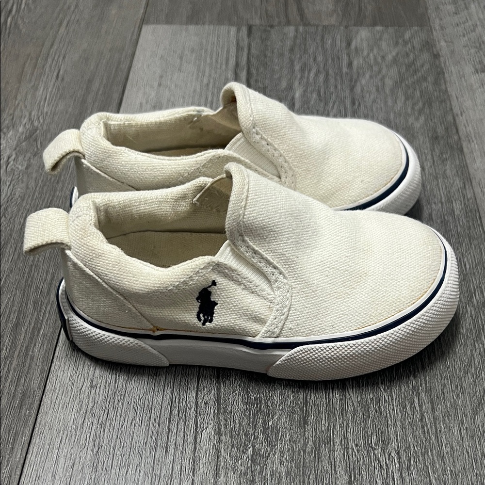 Ralph Lauren Kids  Slip-On Canvas Sneakers with Navy Logo/